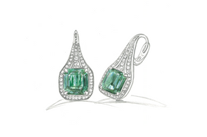 10.58ct Intense Green Muzo Colombian Emerald Earrings with D Flawless Diamonds set in 18K Yellow Gold