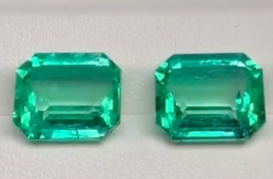 10.58ct Intense Green Muzo Colombian Emerald Earrings with D Flawless Diamonds set in 18K Yellow Gold
