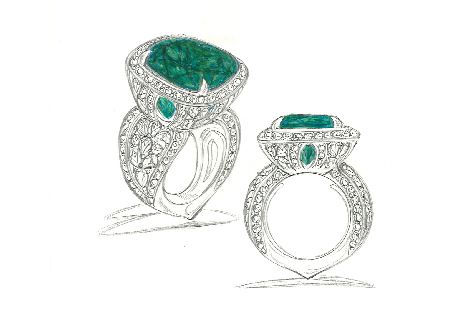 15.75ct Intense Green Muzo Colombian Emerald Ring with D Flawless Diamonds set in 18K White Gold