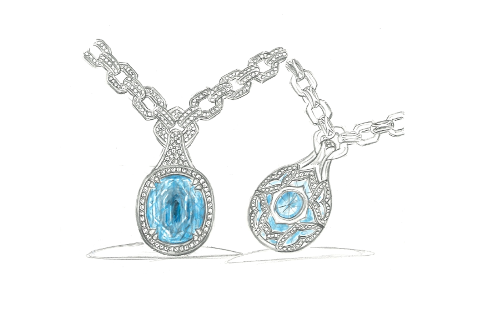54.88ct Neon Electric Paraiba Necklace with D Flawless Diamonds set in 18K Yellow Gold