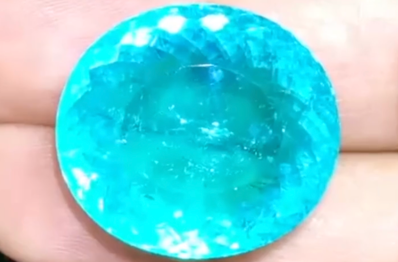 54.88ct Neon Electric Paraiba Necklace with D Flawless Diamonds set in 18K Yellow Gold