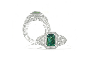 3.46ct Vivid Green Muzo Emerald Ring with D Flawless Diamonds set in 18K Yellow Gold