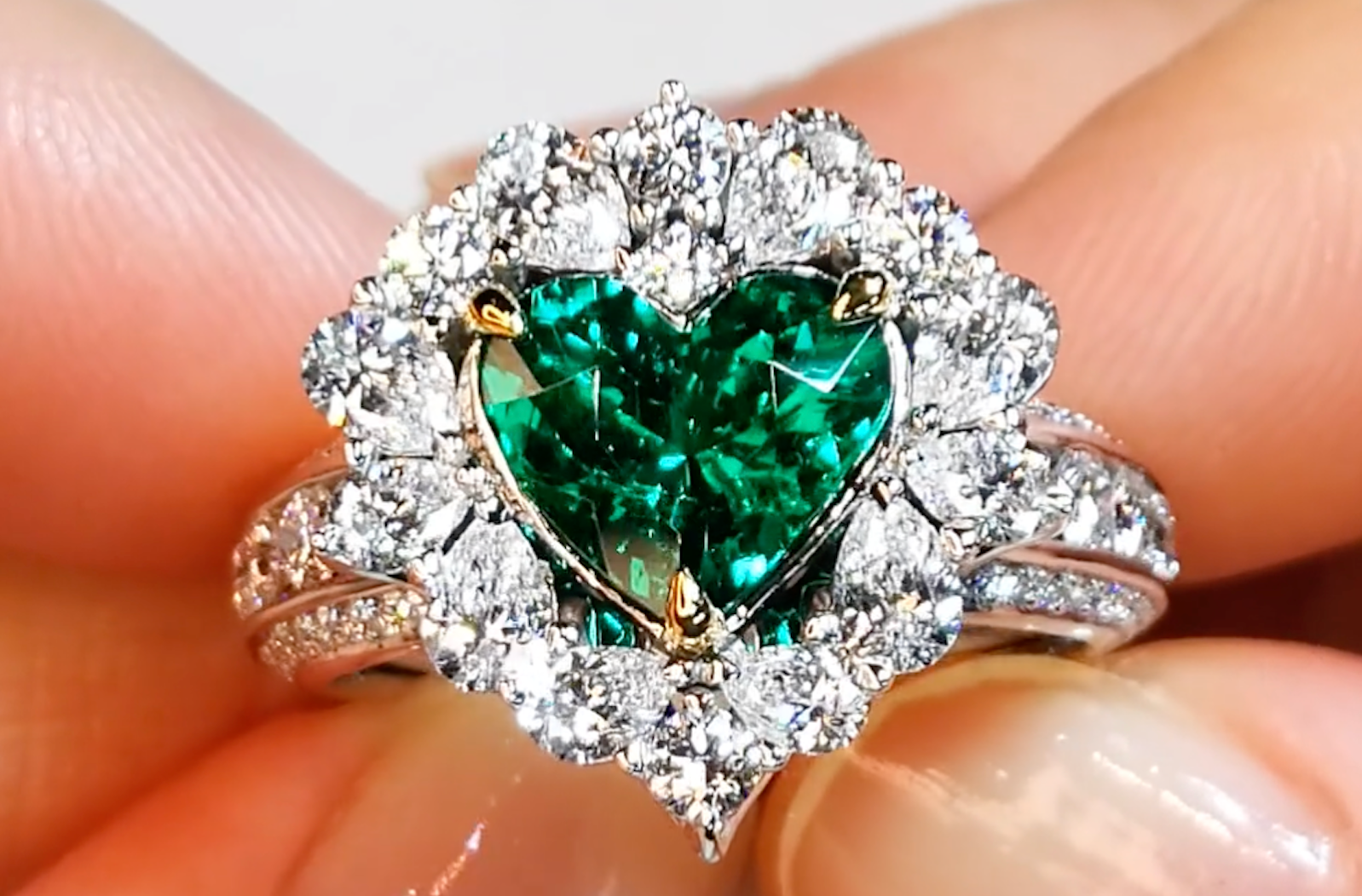 2.04ct Old World Muzo Colombian Emerald Ring with D Flawless Diamonds set in 18K White Gold