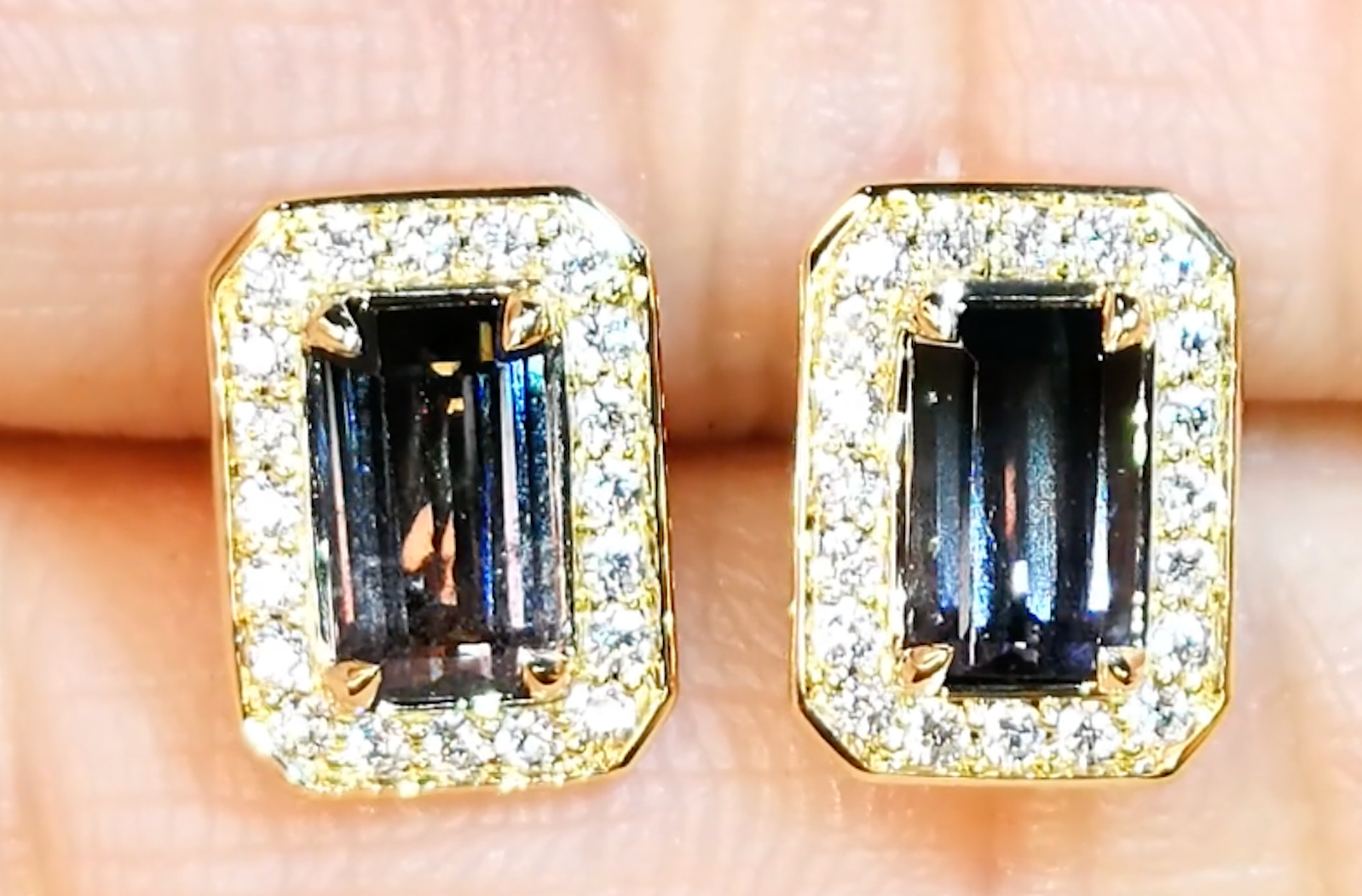 1.82ct Bi Color Spinel Earrings with D Flawless Diamonds set in 18K Yellow Gold