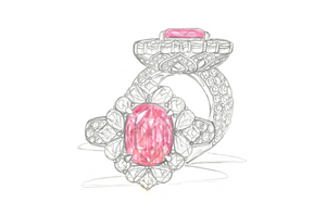 6.08ct Flawless Unheated Neon Lotus Padparadscha Sapphire Ring with D Flawless Diamonds set in 18K White Gold