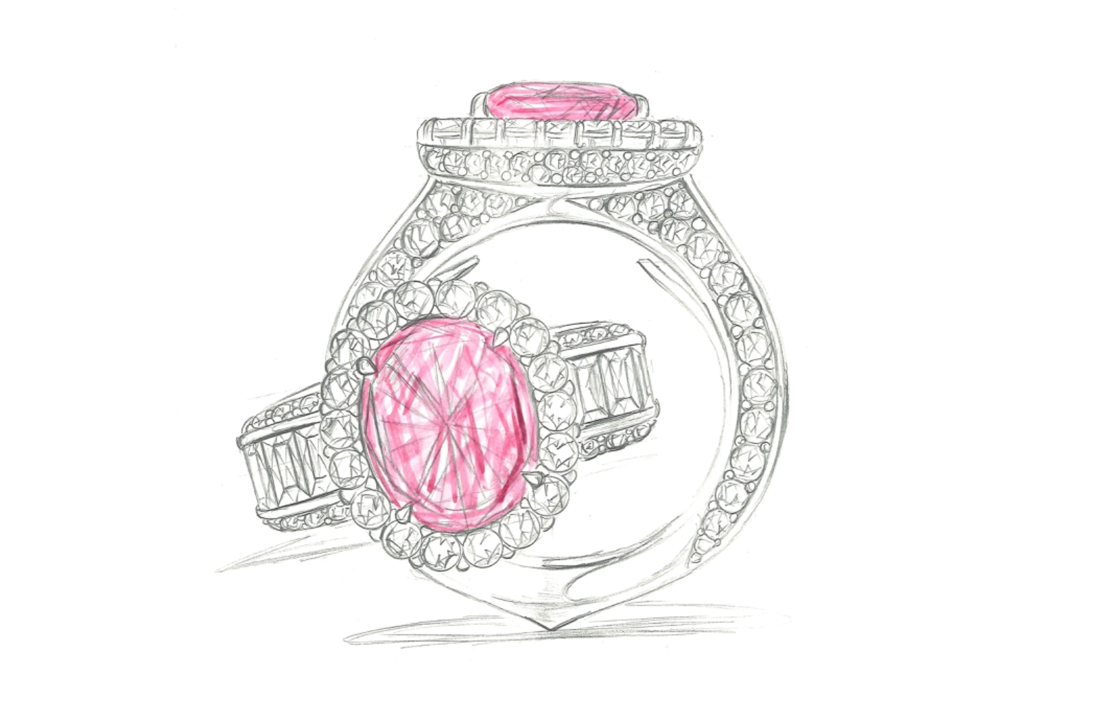 4.06ct Unheated Ceylon Lotus Padparadscha Sapphire Ring with D Flawless Diamonds set in 18K White Gold