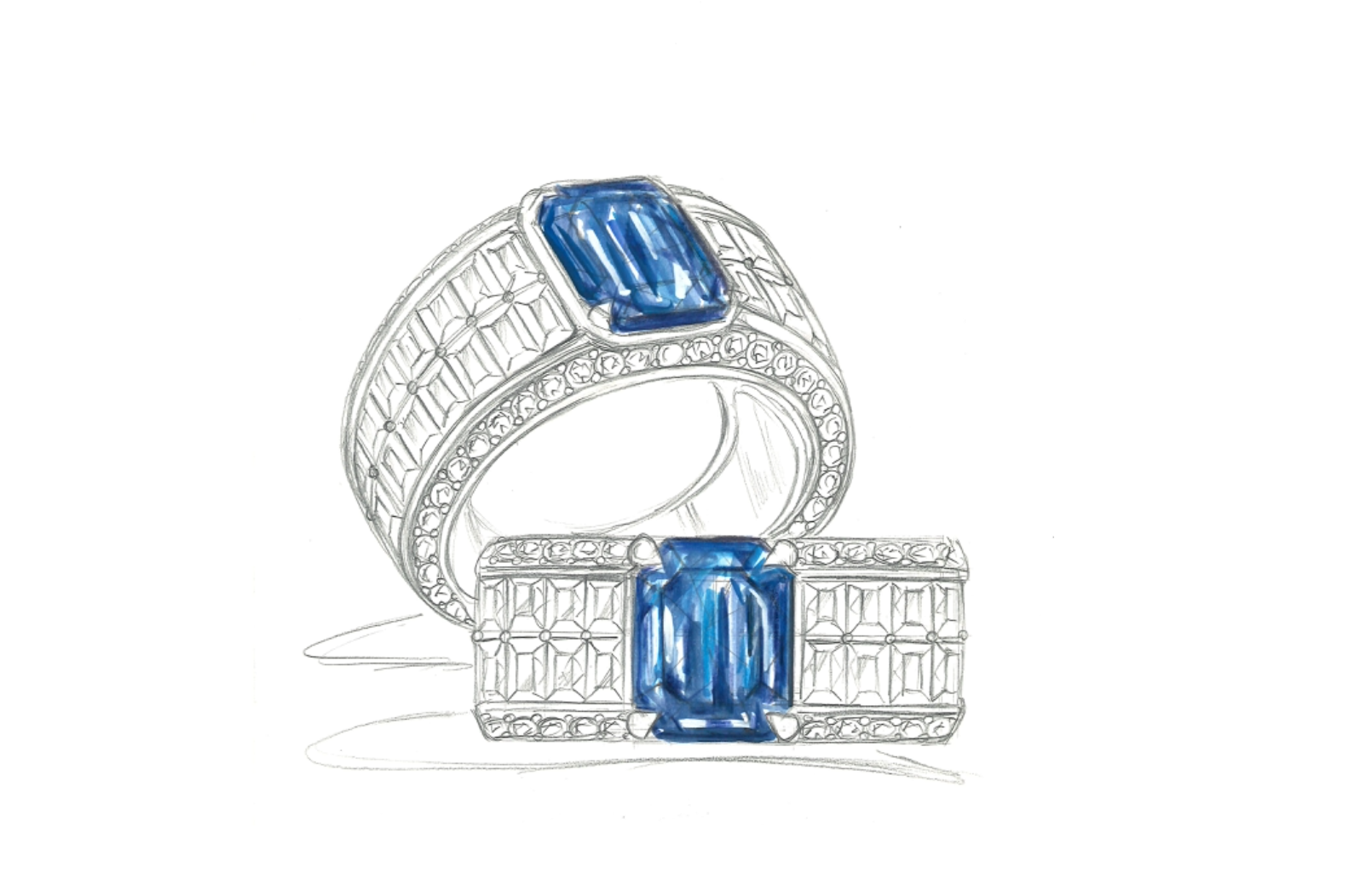 4.09ct Record Unheated Bi-Color Indian Kashmir Sapphire Ring with D Flawless Diamonds set in 18K Yellow Gold