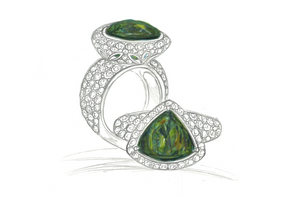 7.73ct Demantoid Garnet Ring with D Flawless Diamonds set in 18K Yellow Gold