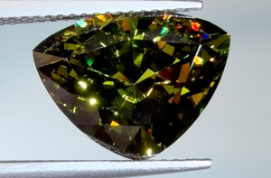7.73ct Demantoid Garnet Ring with D Flawless Diamonds set in 18K Yellow Gold