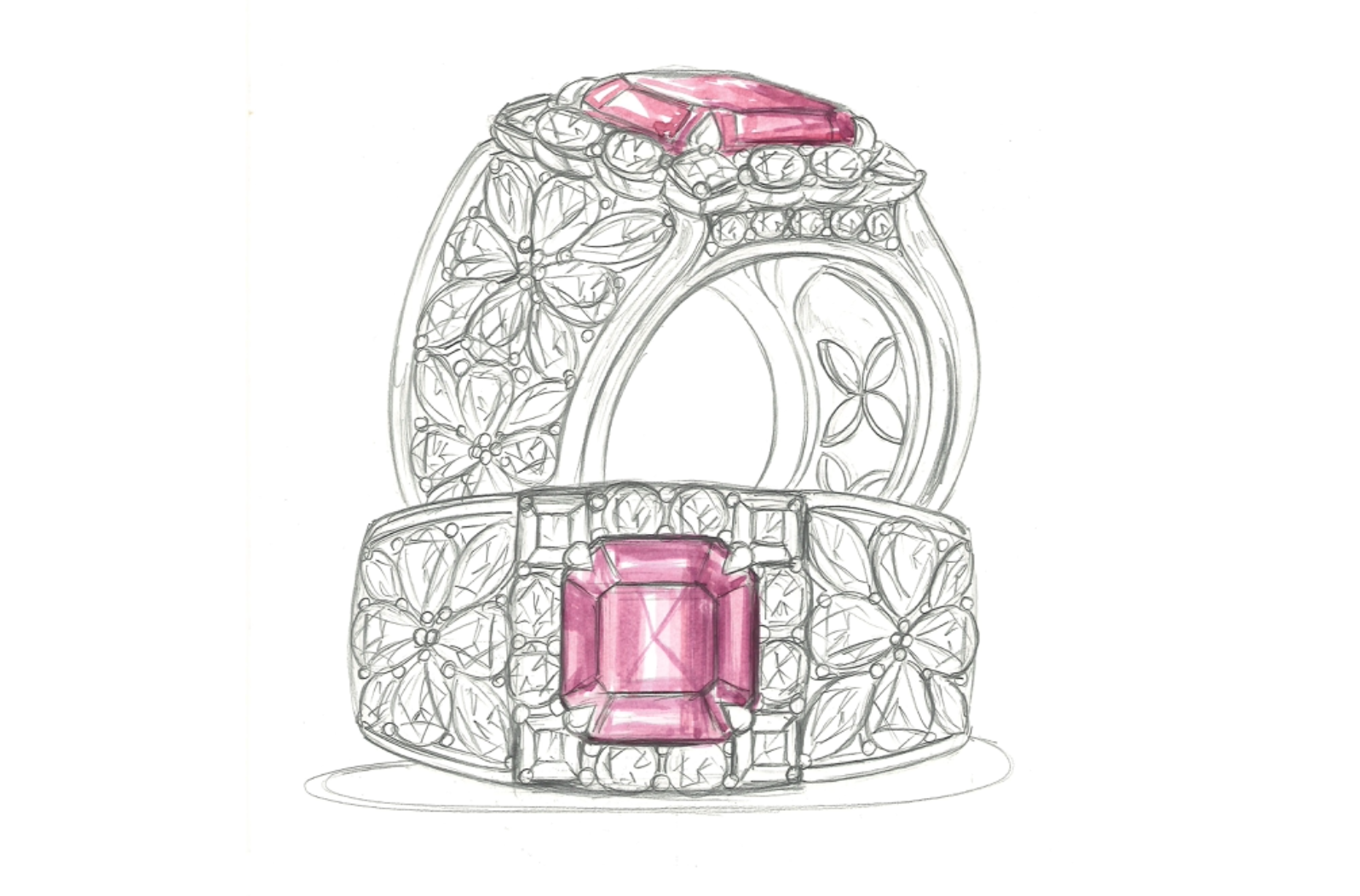 3.06ct Mogok Spinel Ring with D Flawless Diamonds set in 18K White Gold