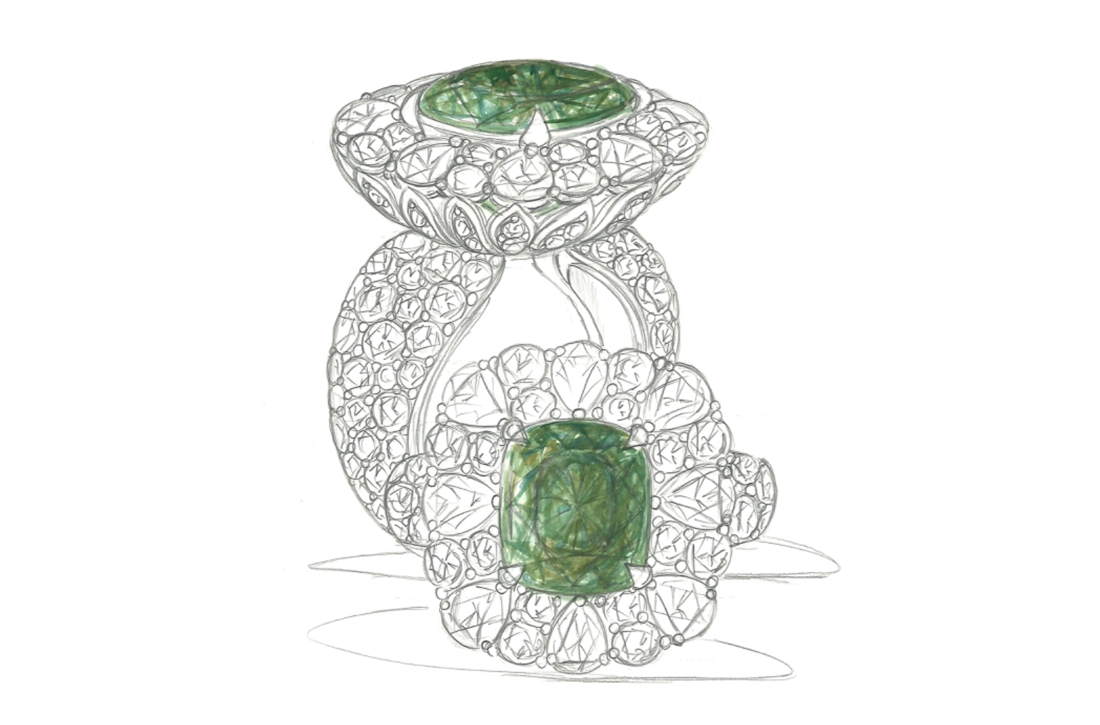5.02ct Vibrant Neon Tsavorite Ring with D Flawless Diamonds set in 18K Yellow Gold