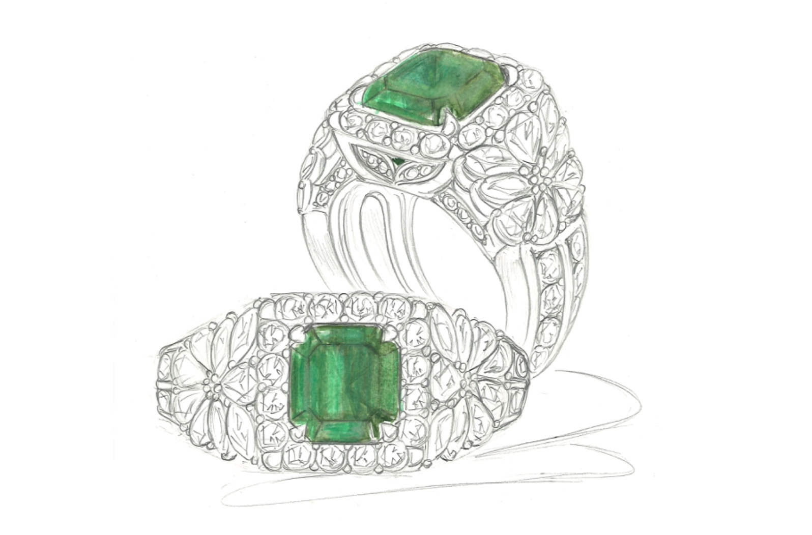 3.90ct Muzo Colombian Emerald Ring with D Flawless Diamonds set in 18K Yellow Gold