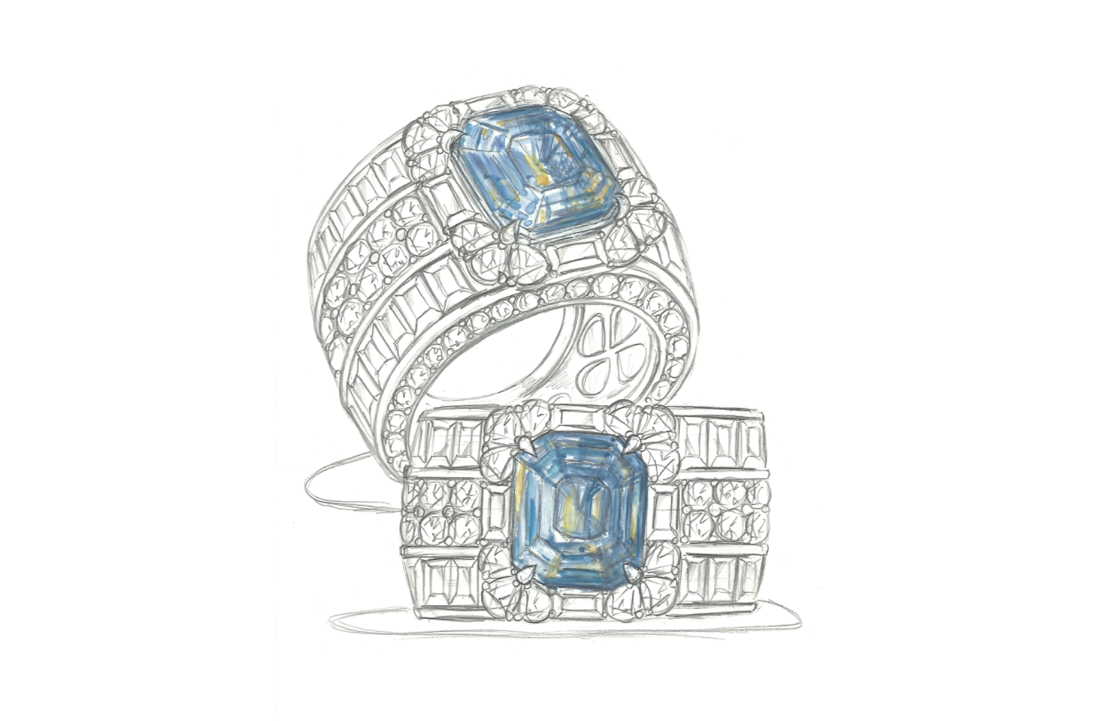 3.07ct Unheated Tri Colour Didy Sapphire Ring with D Flawless Diamonds set in 18K White Gold
