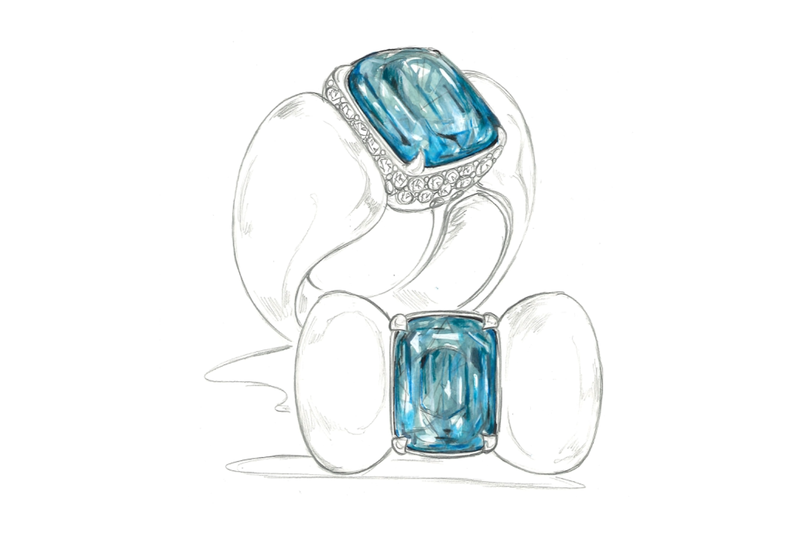 2.05ct Ceylon Neon Grandidierite Ring with D Flawless Diamonds set in 18K Yellow Gold