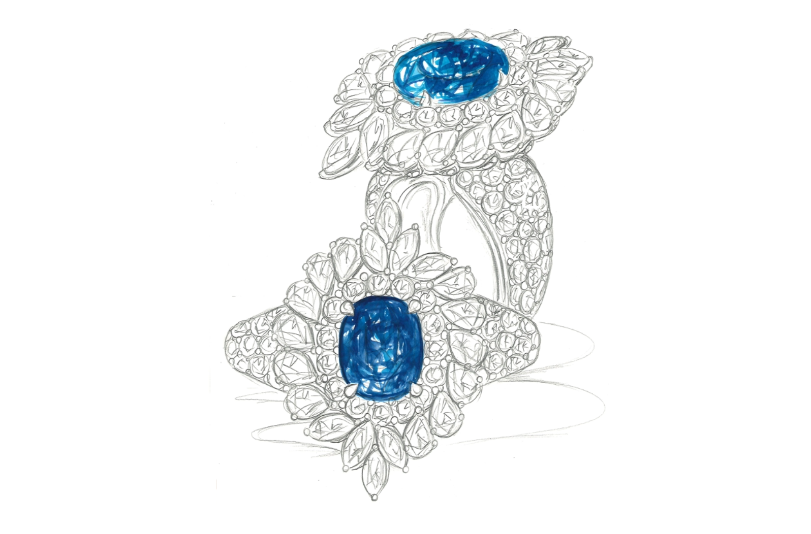3.51ct Unheated Royal Blue Ceylon Sapphire Ring with D Flawless Diamonds set in 18K White Gold