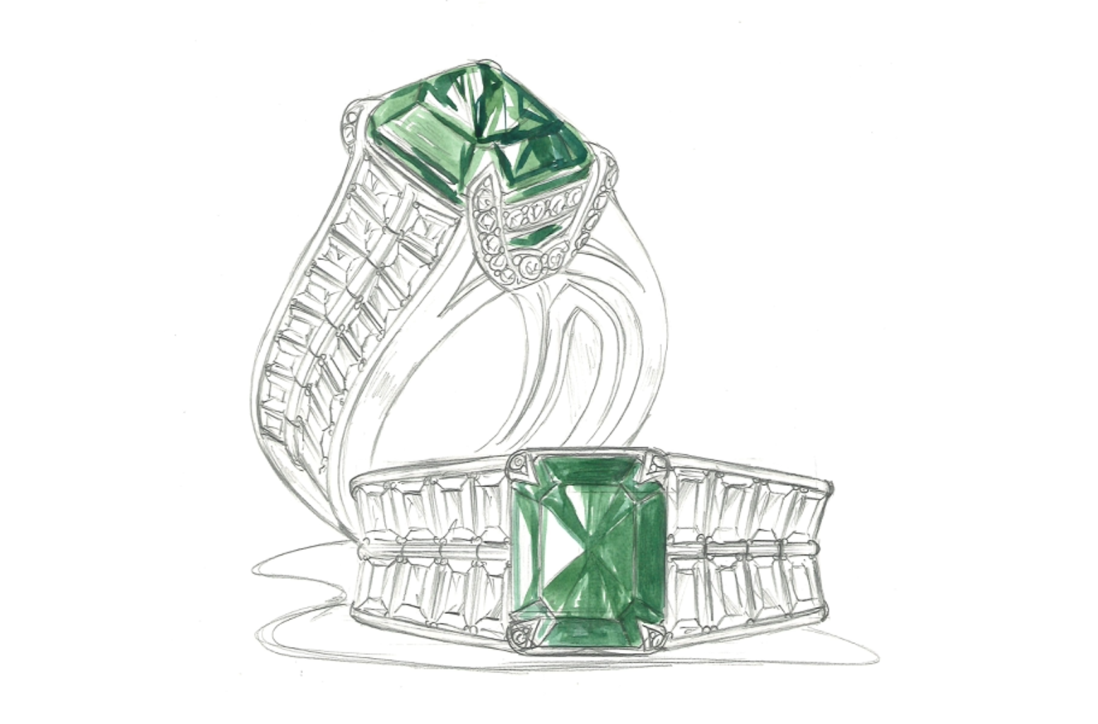 3.32ct Old World Gubelin Certified Muzo Colombian Emerald Ring with D Flawless Diamonds set in 18K Yellow Gold