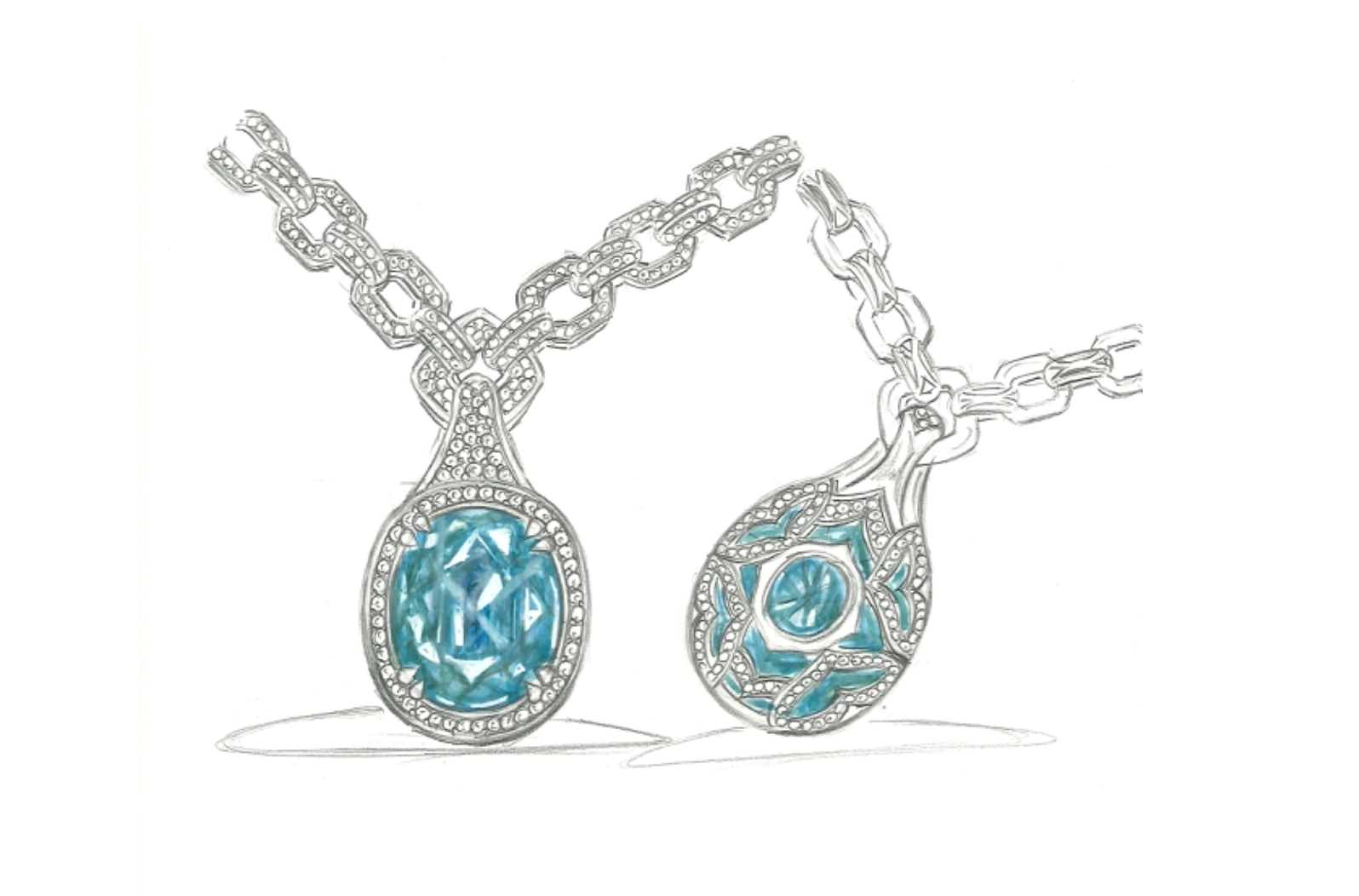 67.51ct Flawless Unheated Paraiba Tourmaline Necklace with D Flawless Diamonds set in 18K White Gold