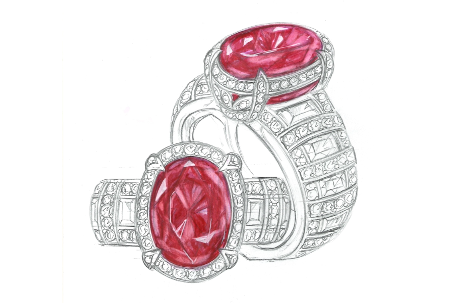 3.08ct Historic Museum Grade Burmese Spinel Ring with D Flawless Diamonds set in 18K White Gold