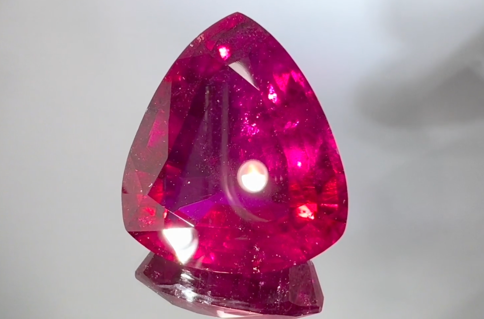 59.09ct Neon Ibadan Rubellite Necklace with D Flawless Diamonds set in 18K White Gold