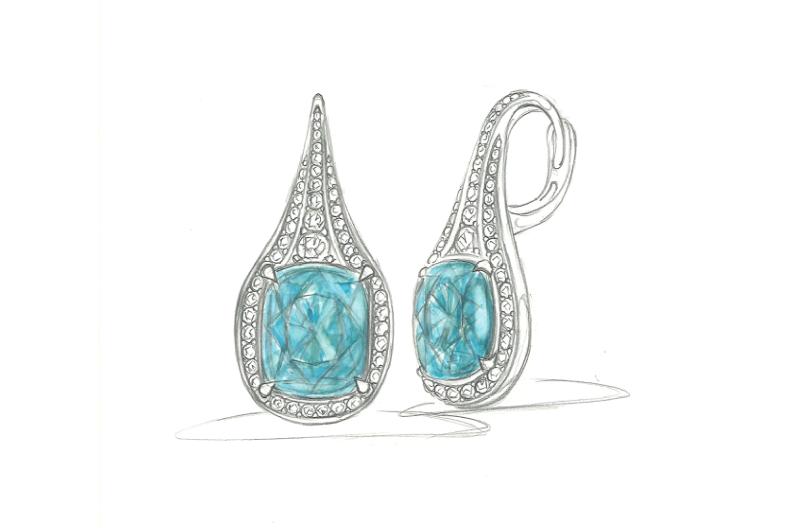 21.27ct Unheated Paraiba Earrings with D Flawless Diamonds set in 18K White Gold