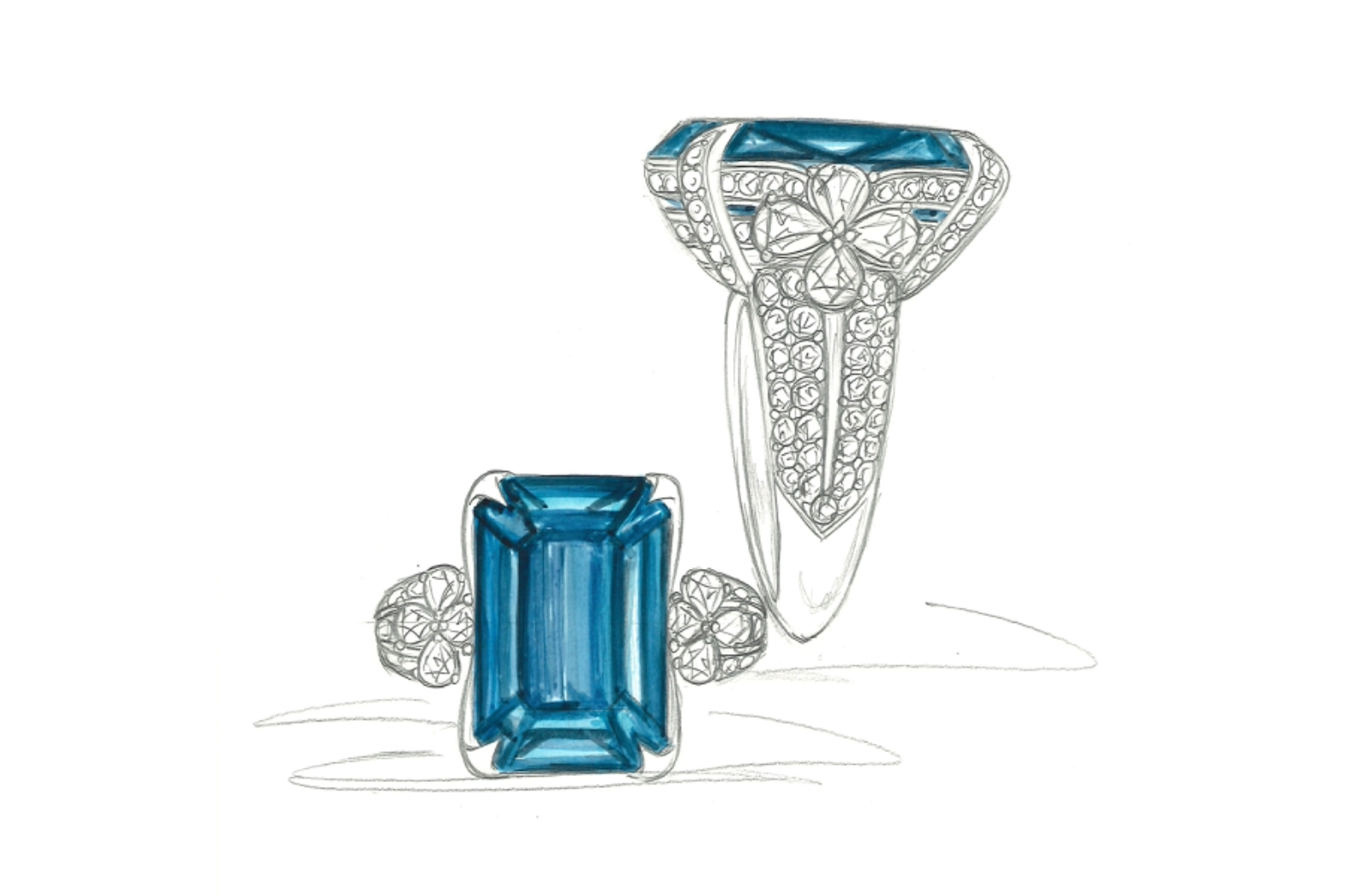 5.64ct Afghan Indigo Indicolite Ring with D Flawless Diamonds set in 18K Yellow Gold