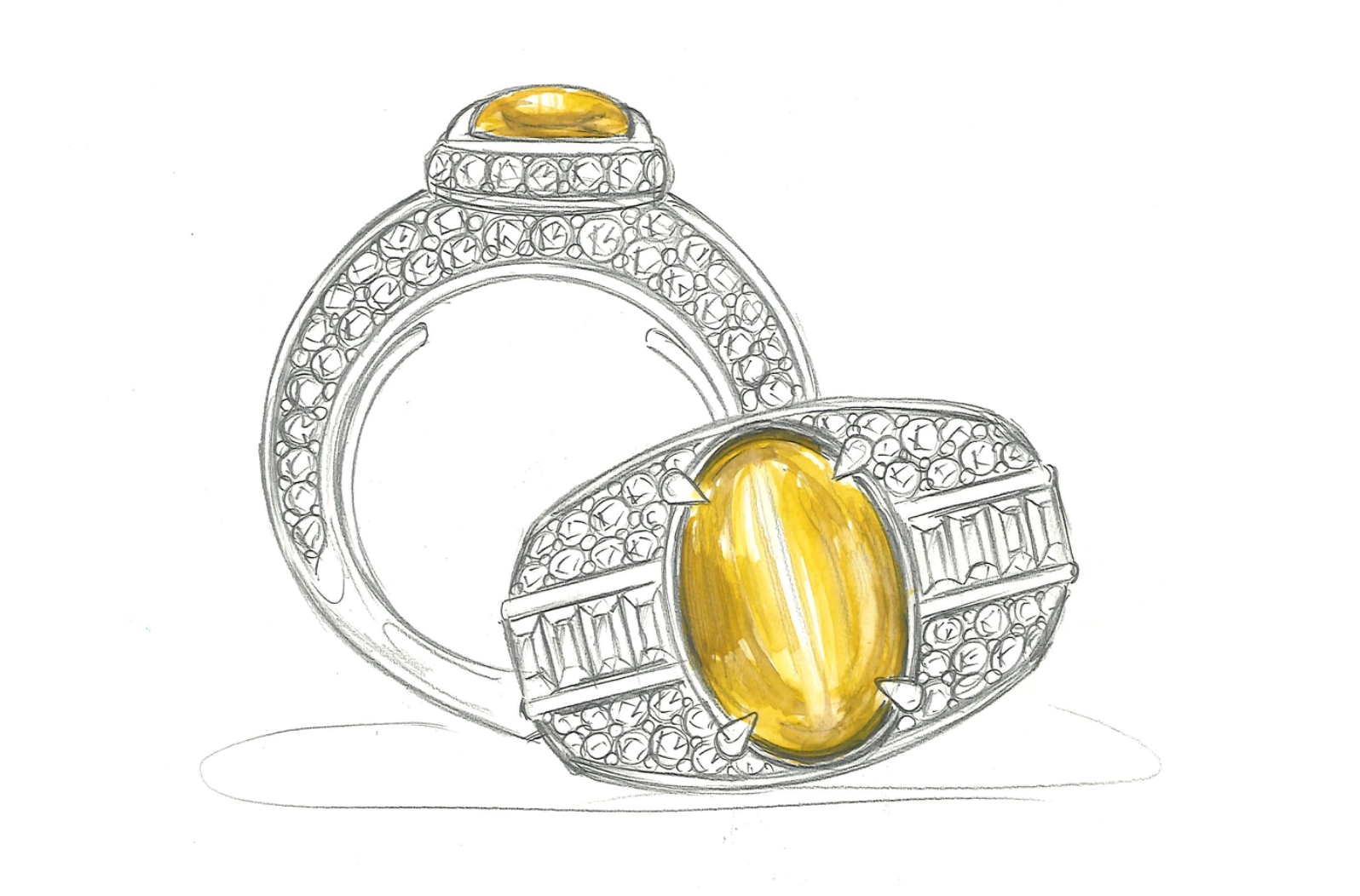 13.24ct Bi Color Cats Eye Alexandrite Chrysoberyl Ring with D Flawless Diamonds set in 18K Yellow Gold