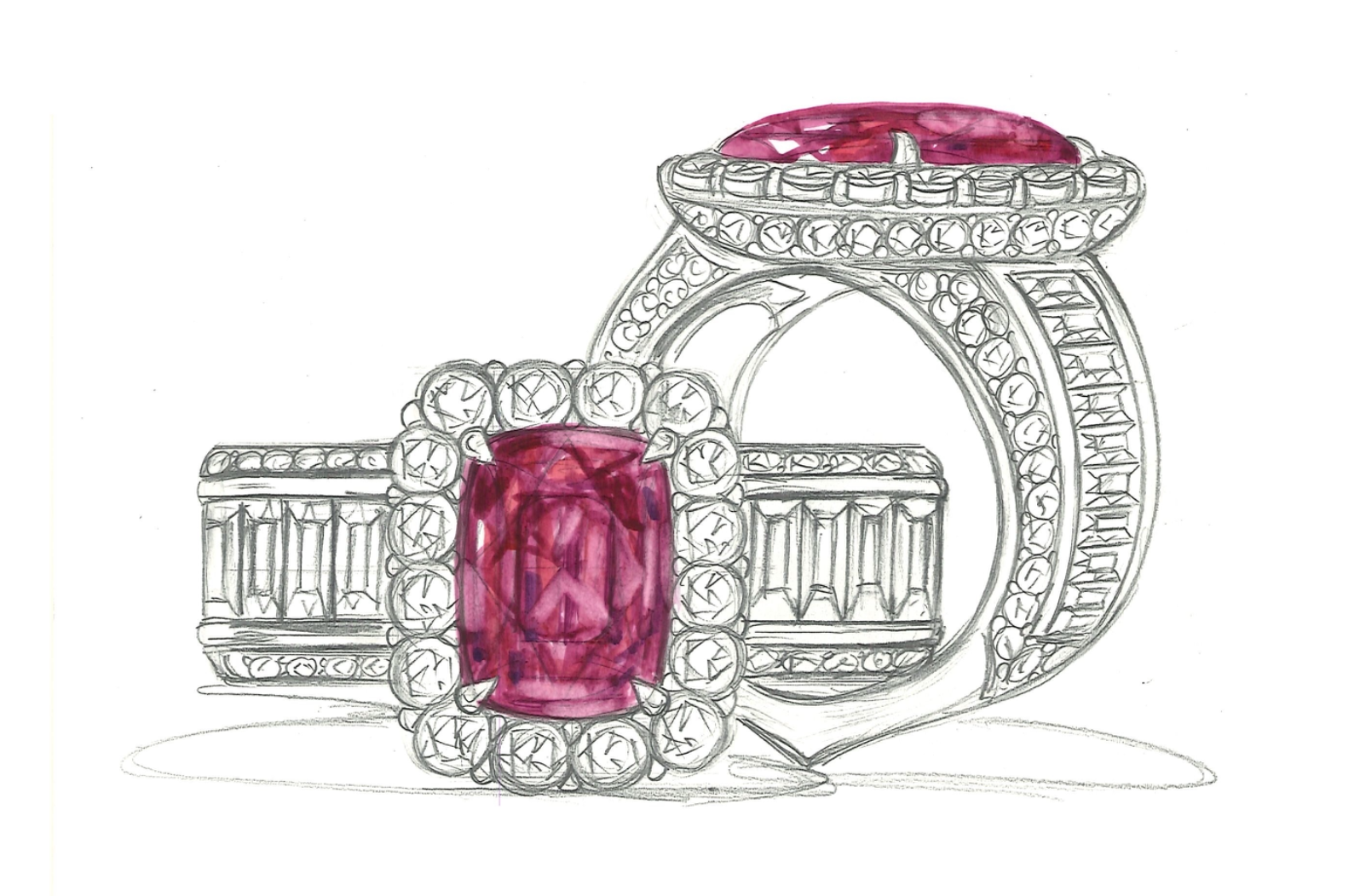 12.88ct Fuchsia Paraiba Ring with D Flawless Diamonds set in 18K White Gold