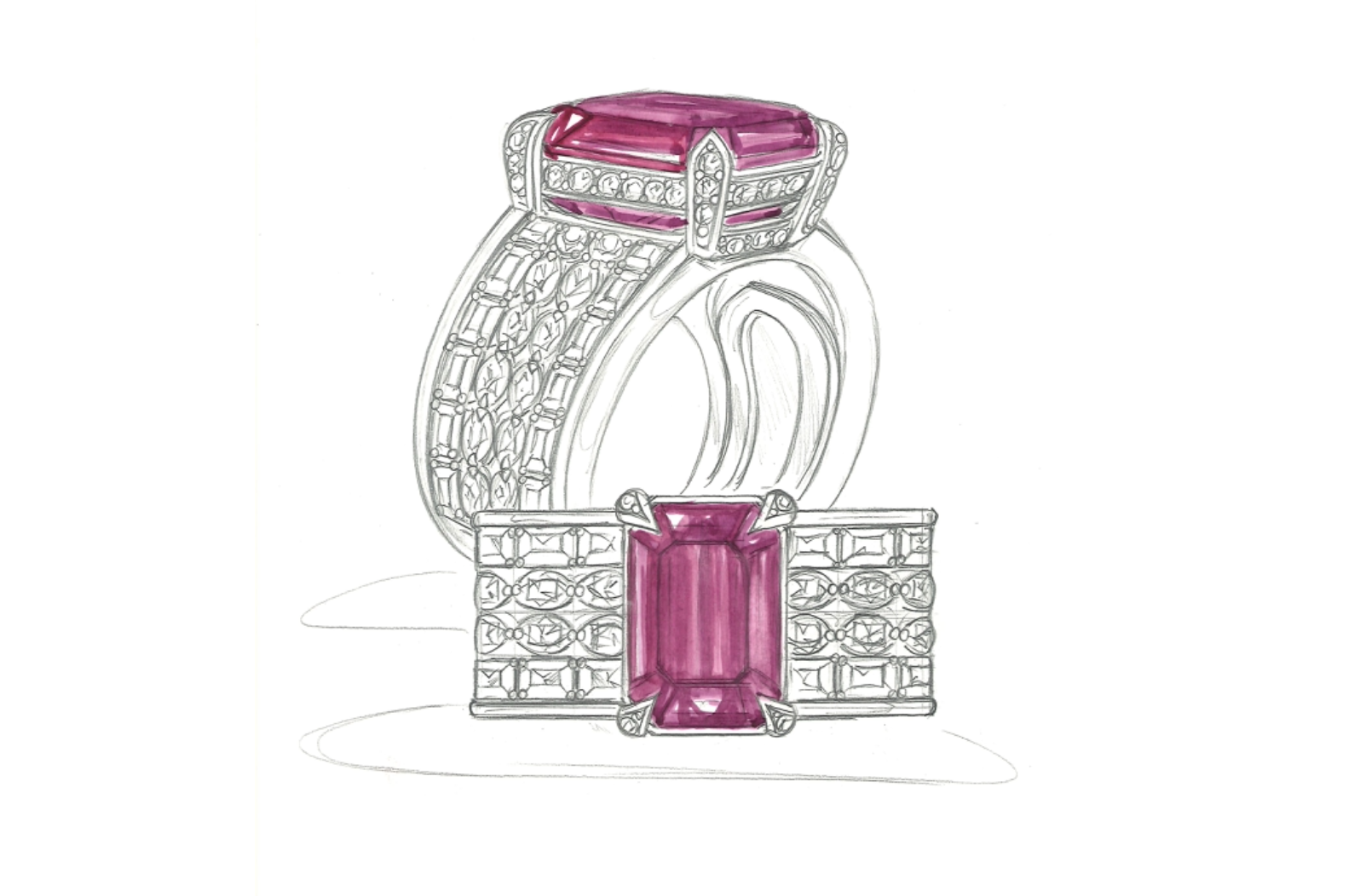 8.56ct Flawless Vibrant Balas Spinel Ring with D Flawless Diamonds set in 18K Yellow Gold