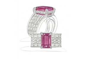 8.56ct Flawless Vibrant Balas Spinel Ring with D Flawless Diamonds set in 18K Yellow Gold
