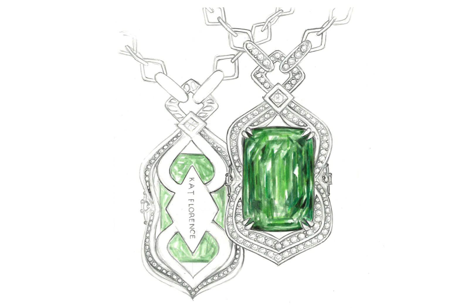 106.48ct Record Flawless Chrome Tourmaline Necklace with D Flawless Diamonds set in 18K Yellow Gold