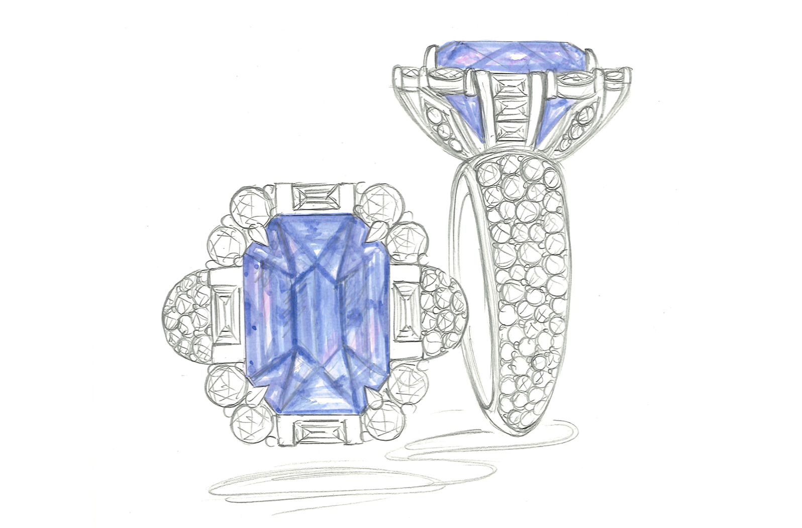 10.04ct Unheated Ceylon Violet Sapphire Ring with D Flawless Diamonds set in 18K White Gold