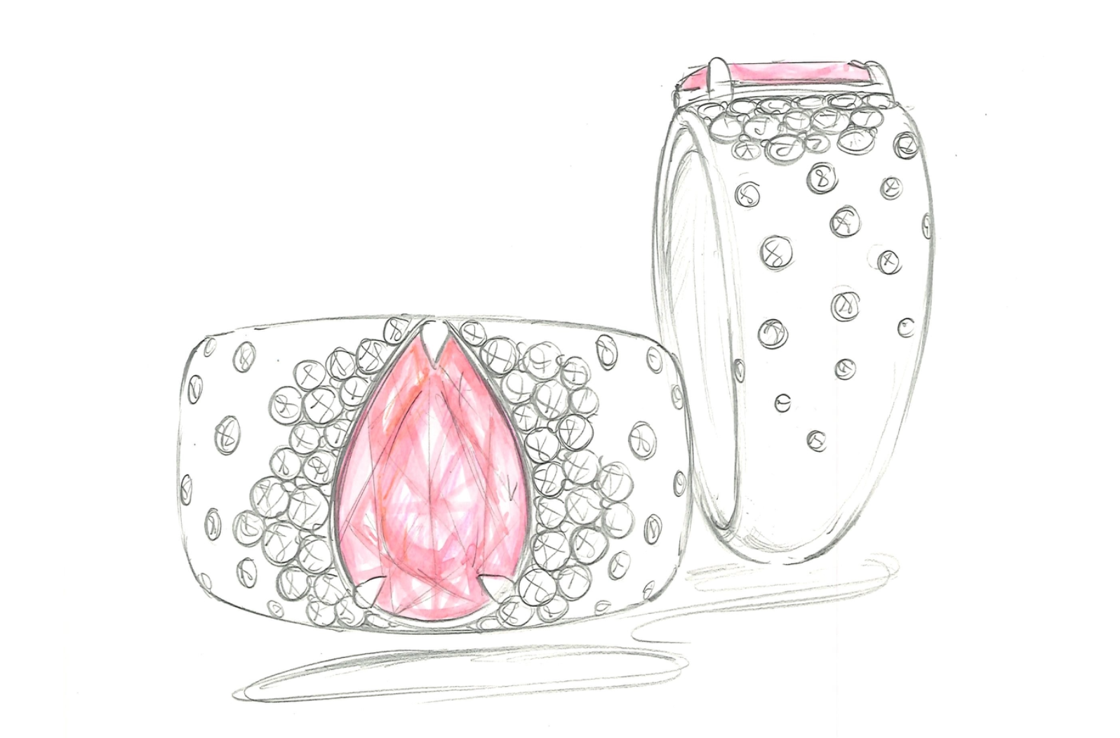 2.13ct Unheated Lotus Padparadscha Sapphire Ring with D Flawless Diamonds set in 18K Yellow Gold