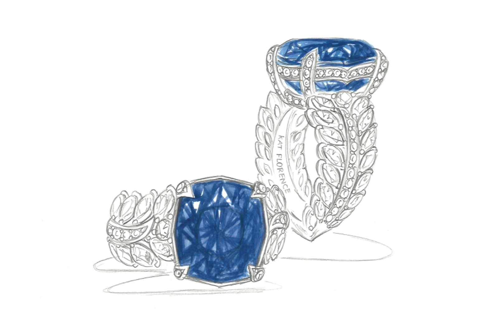 6.63ct Unheated Ceylon Cornflower Blue Sapphire Ring with D Flawless Diamonds set in 18K Yellow Gold