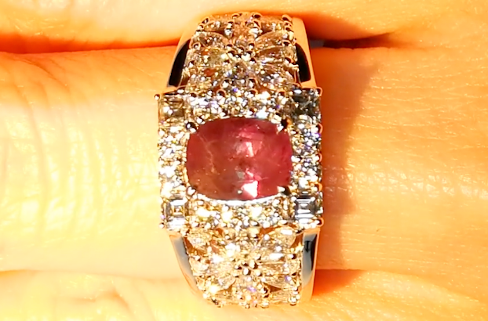 1.70ct Antique 100% Change Russian Alexandrite Ring with D Flawless Diamonds set in 18K White Gold