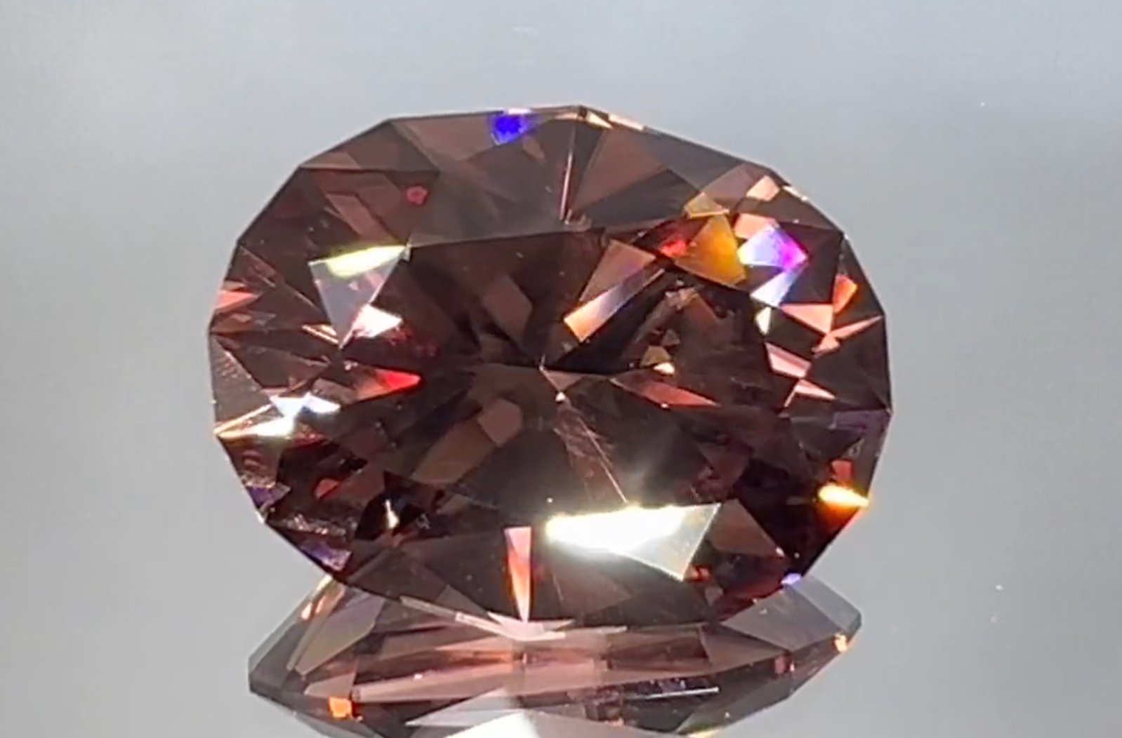 14.09ct Europium Pink Zircon Ring with D Flawless Diamonds set in 18K White Gold