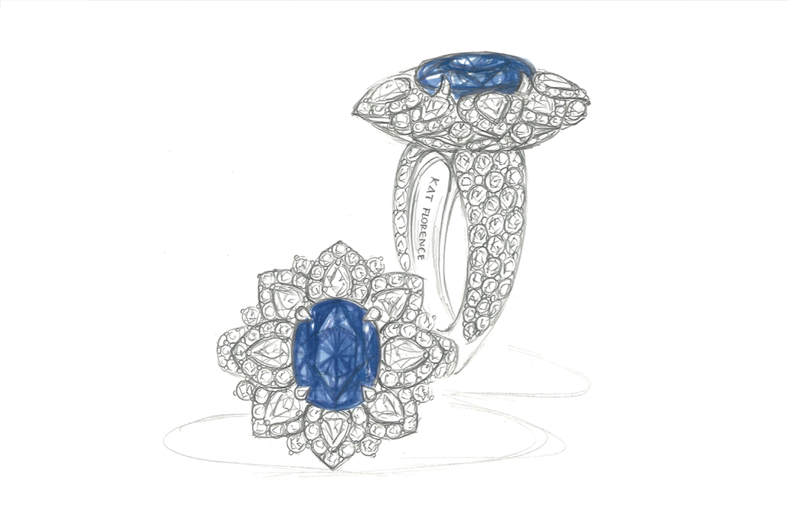 3.10ct Unheated Mogok Burma Blue Sapphire Ring with D Flawless Diamonds set in 18K White Gold
