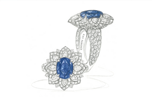 3.10ct Unheated Mogok Burma Blue Sapphire Ring with D Flawless Diamonds set in 18K White Gold