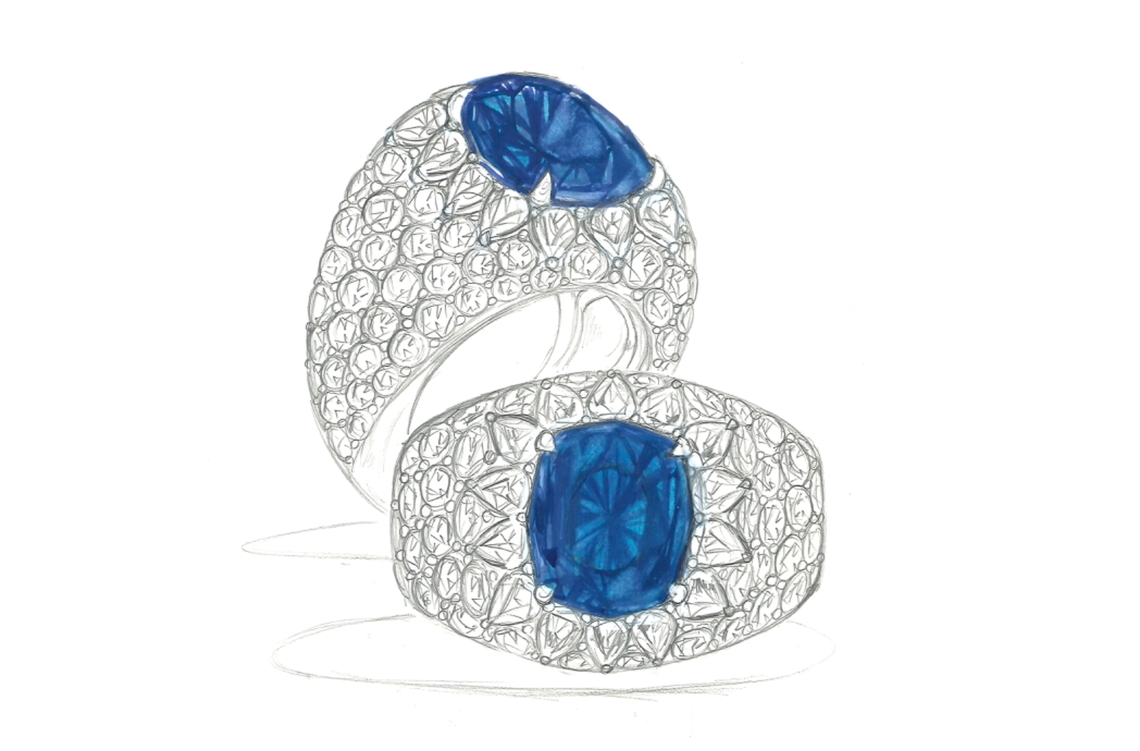 5.88ct Unheated Ceylon Cornflower Blue Sapphire Ring with D Flawless Diamonds set in 18K Yellow Gold