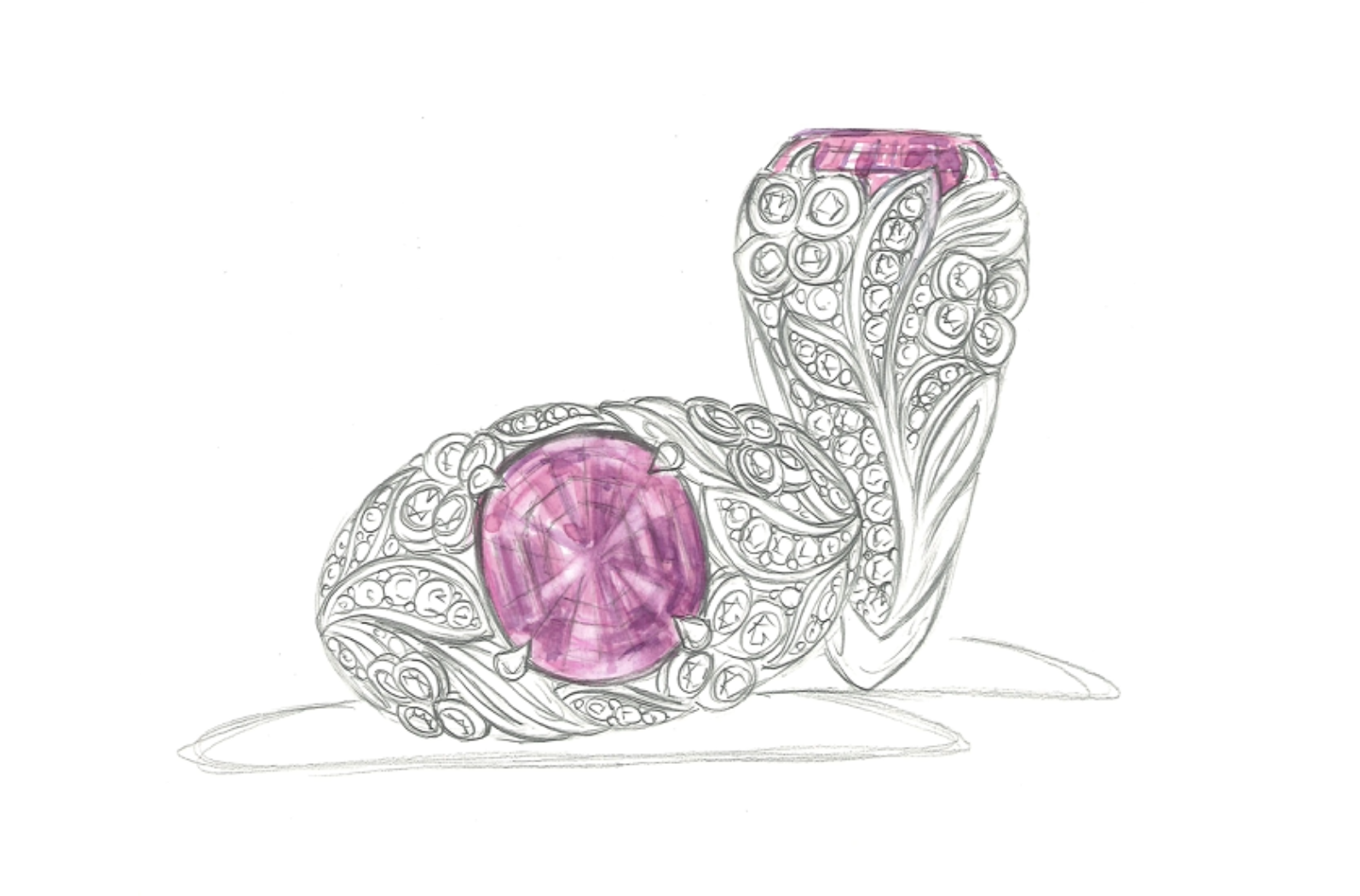 2.05ct Unheated Ceylon Padparadscha Sapphire Ring with D Flawless Diamonds set in 18K Yellow Gold