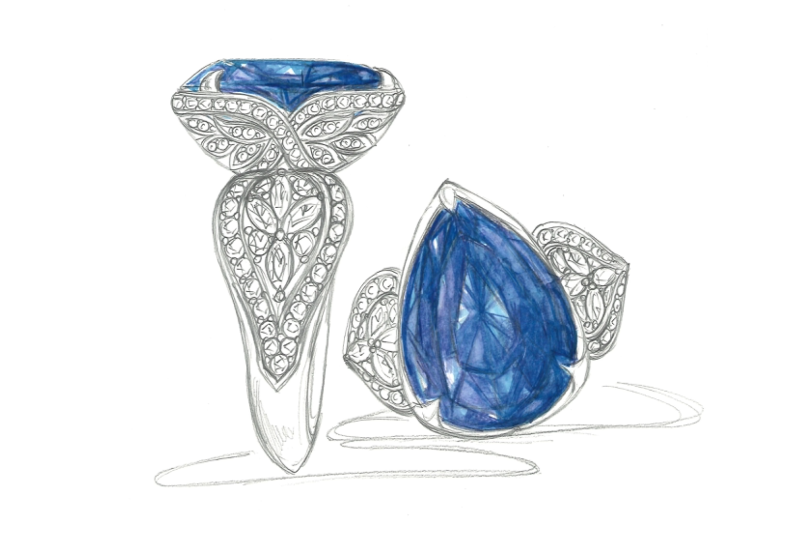8.91ct Flawless Unheated Tanzanite Ring with D Flawless Diamonds set in 18K Yellow Gold