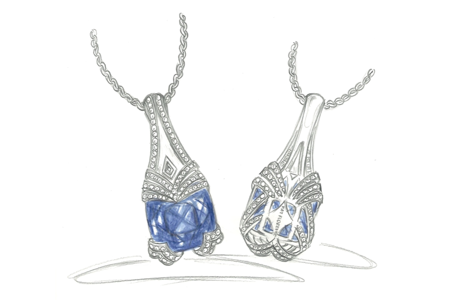 17.36ct Unheated Vibrant Blue Tanzanite Necklace with D Flawless Diamonds set in 18K Yellow Gold