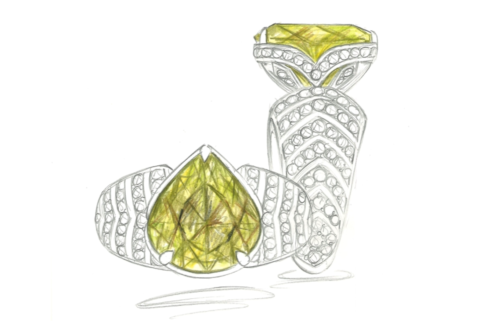 11.04ct Unheated Yellow Tanzanite Ring with D Flawless Diamonds set in 18K White Gold