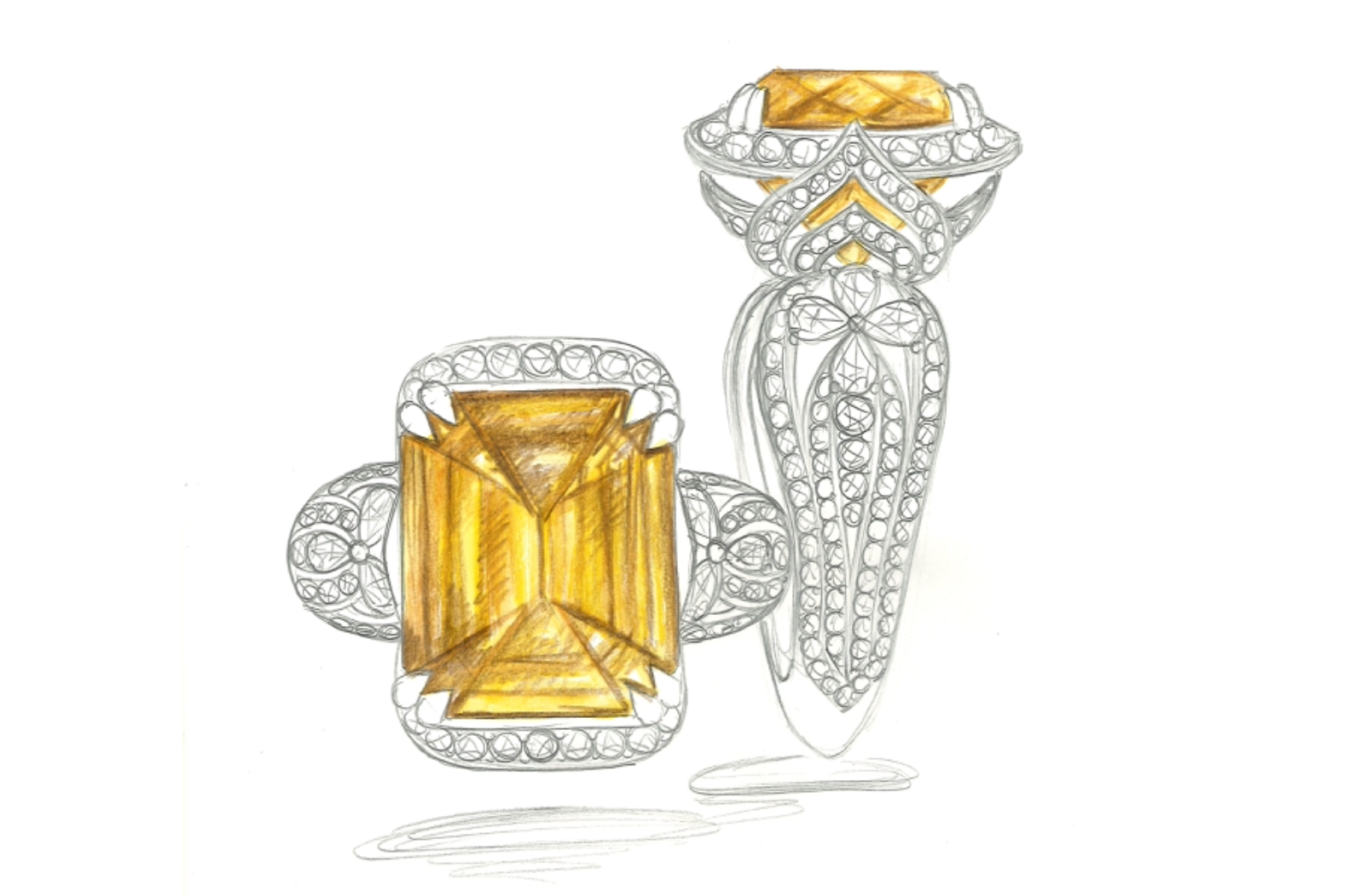 10.55ct Unheated Yellow Tanzanite Ring with D Flawless Diamonds set in 18K Yellow Gold