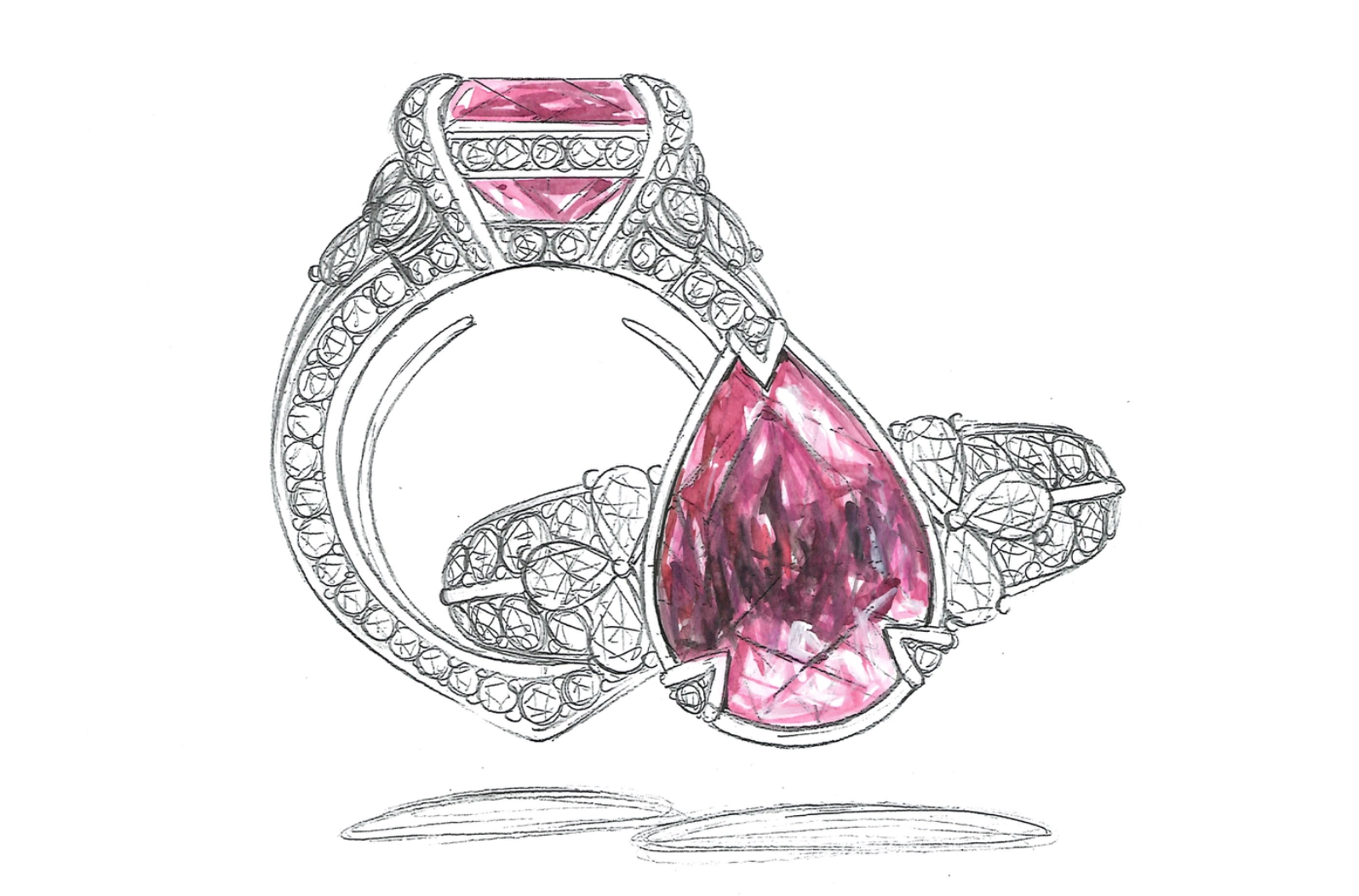 5.97ct Vivid Intense Morganite Ring with D Flawless Diamonds set in 18K White Gold