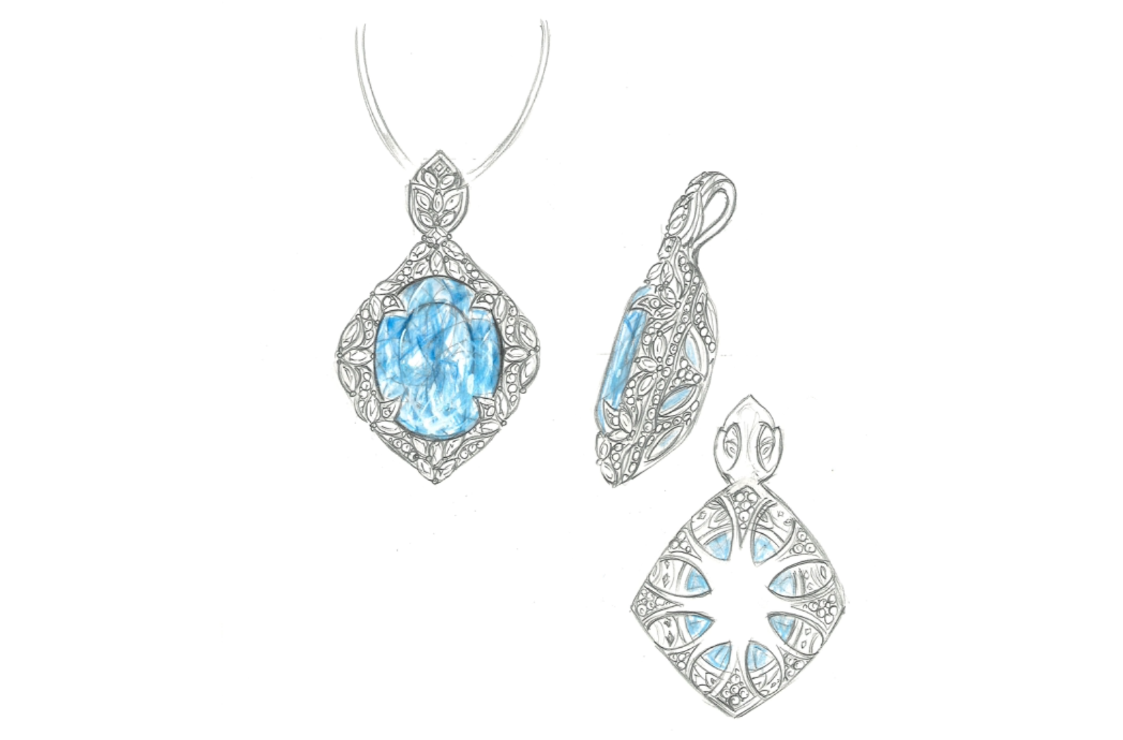 93.80ct Record Tatu Santa Maria Aquamarine Necklace with D Flawless Diamonds set in 18K White Gold