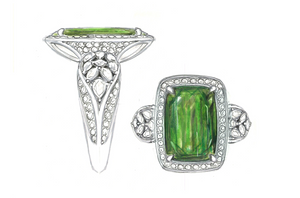 15.18ct Bi Colour Lagoon Tourmaline Ring with D Flawless Diamonds set in 18K Yellow Gold