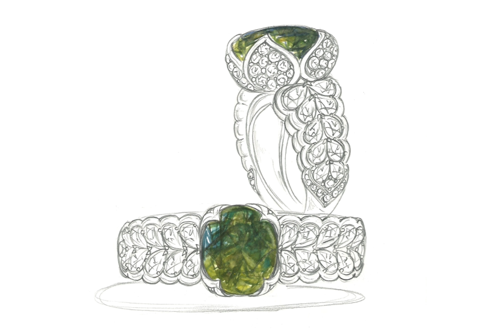 2.94ct Unheated Boomerang Sapphire Ring with D Flawless Diamonds set in 18K Yellow Gold