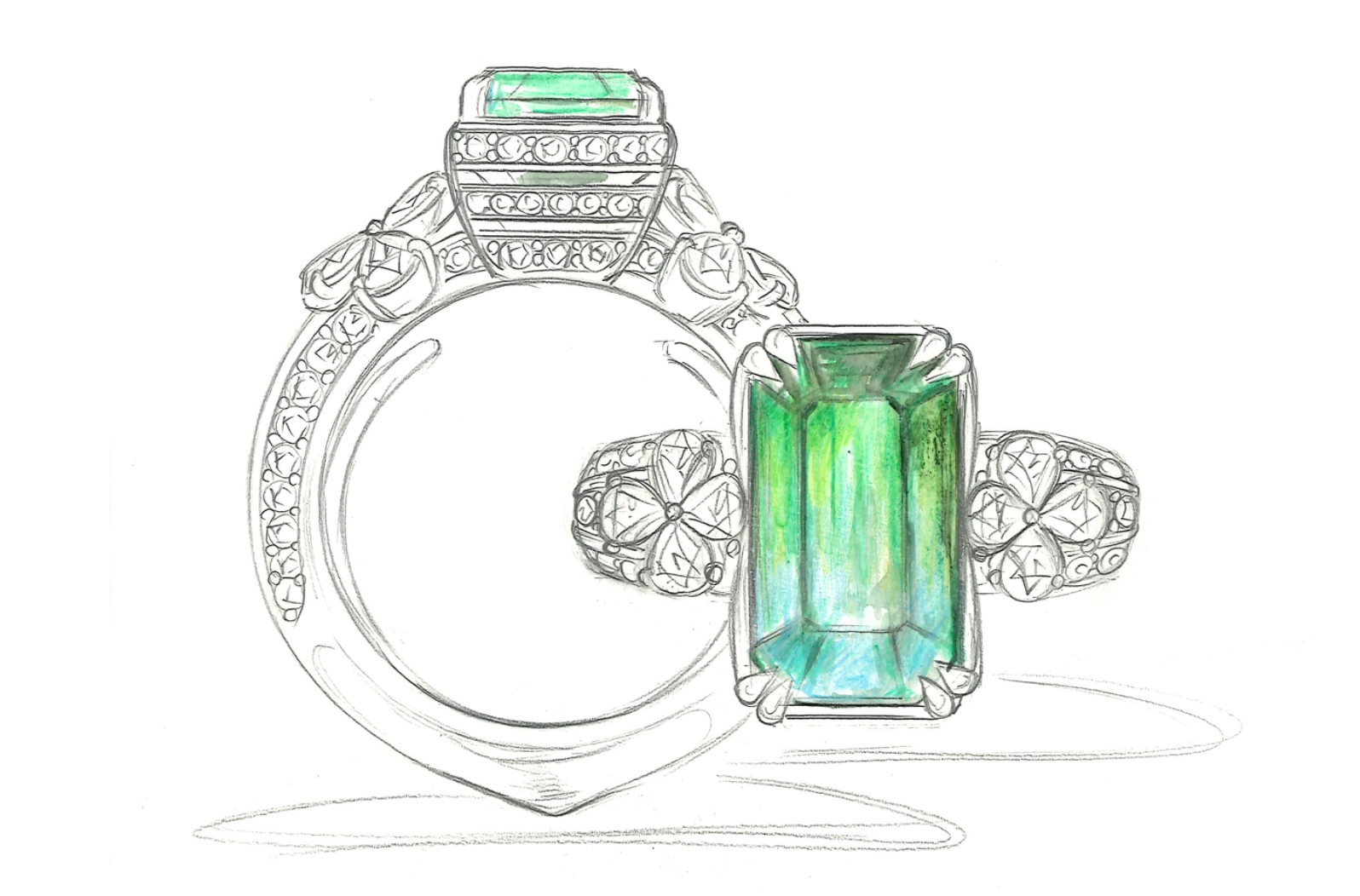 4.31ct Afghan Bi Color Neon Indicolite Ring with D Flawless Diamonds set in 18K Yellow Gold