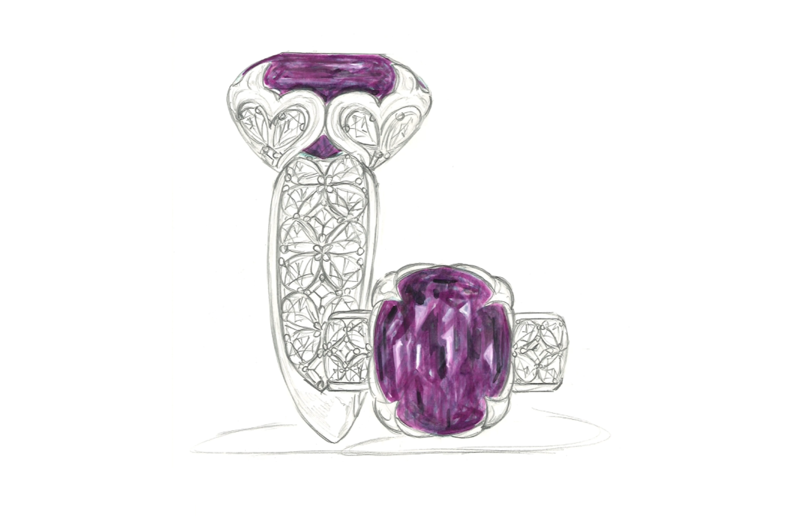10.20ct Record Blue Magenta Garnet Ring with D Flawless Diamonds set in 18K Yellow Gold