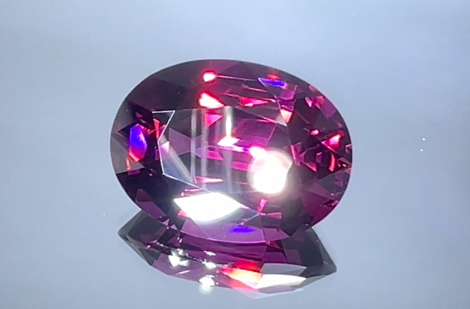 11.76ct Blue Magenta Garnet Ring with D Flawless Diamonds set in 18K Yellow Gold